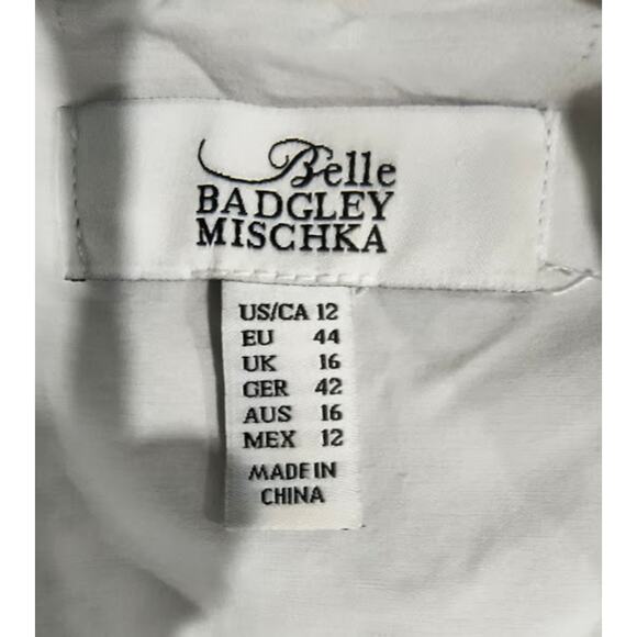 Belle Badgley Mischka Animal Print Dress with Contrasting Trim, Size 12 - Picture 5 of 5